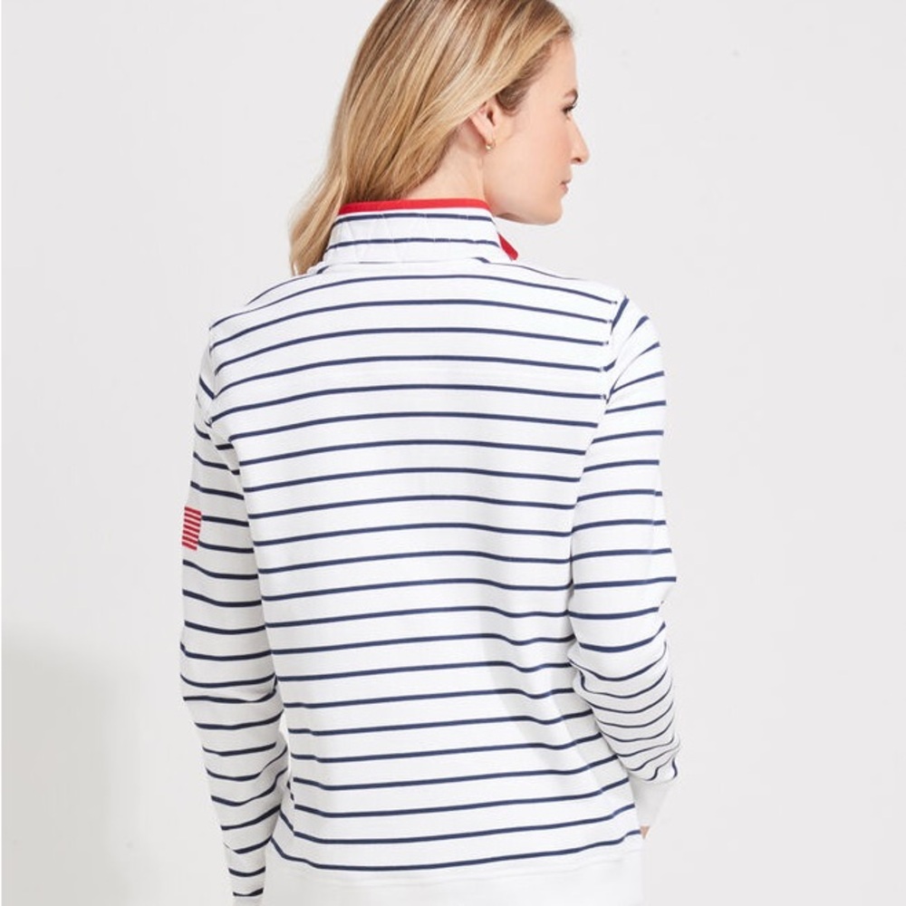 Vineyard Vines USA mixed striped shep pullover quarter zip XS - Picture 2 of 9